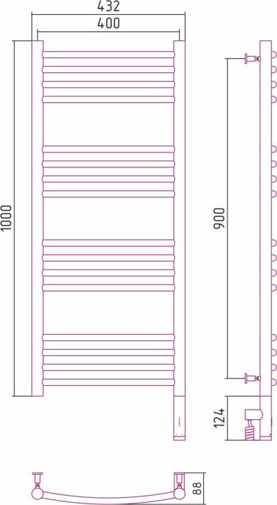 Полотенцесушитель электрический Сунержа Богема 3.0 1000x400 032-5803-1040 МЭМ правый, золото матовое