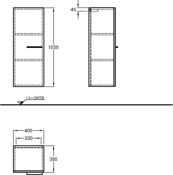 Шкаф боковой 40 см Geberit Silk Y816052000, белый глянец