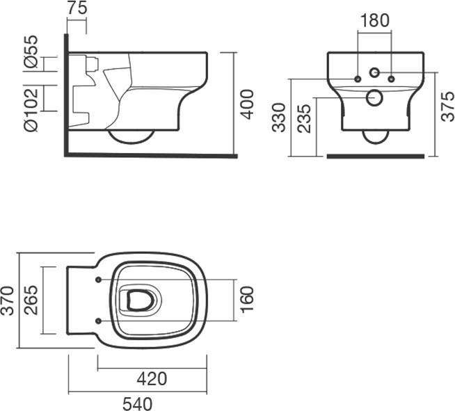 Подвесной унитаз Sanitana Be You S10062518200000, белый