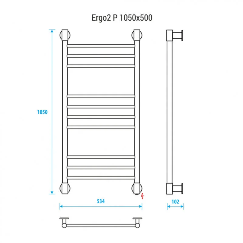 Полотенцесушитель электрический Energy Ergo2 P EETRERGO2P1055R905M черный