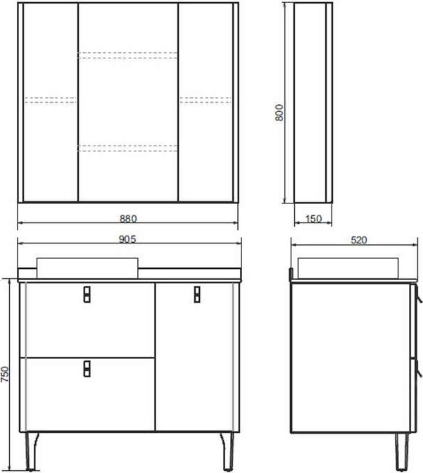 Тумба с раковиной Comforty Сорренто 90Н 00-00000821, светло-серый