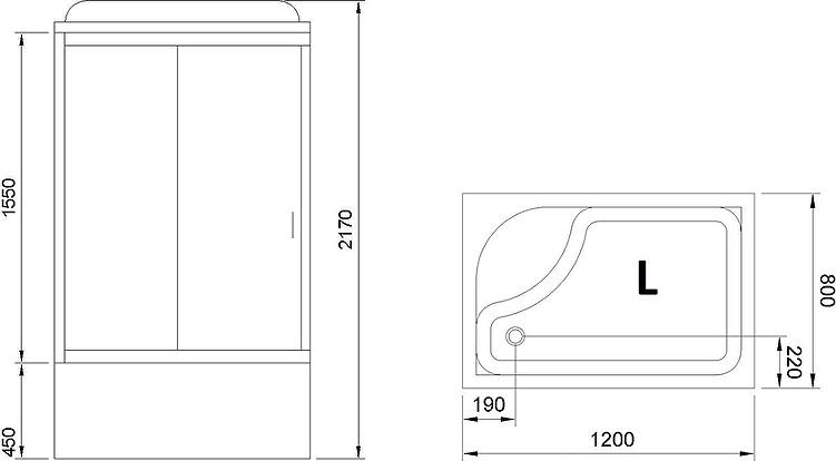 Душевая кабина 120х80 см Royal Bath BP RB8120BP5-WC-CH-L стекло матовое