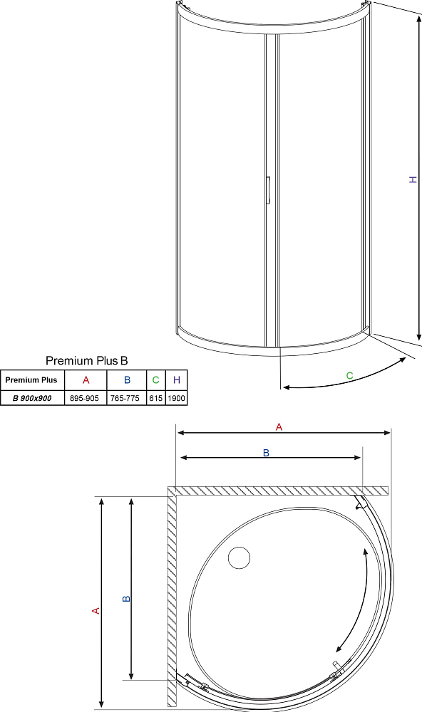 Душевой уголок Radaway Premium Plus B 90x190 стекло фабрик