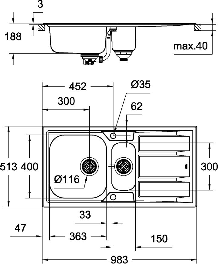 Кухонная мойка Grohe K400 31569SD0