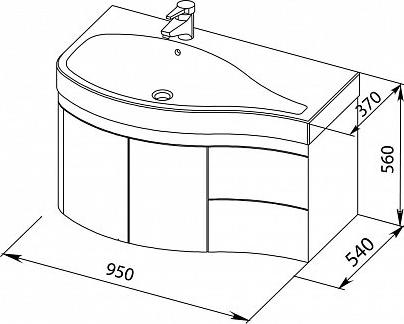 Тумба с раковиной Aquanet Сопрано 95 L 00212998 белый