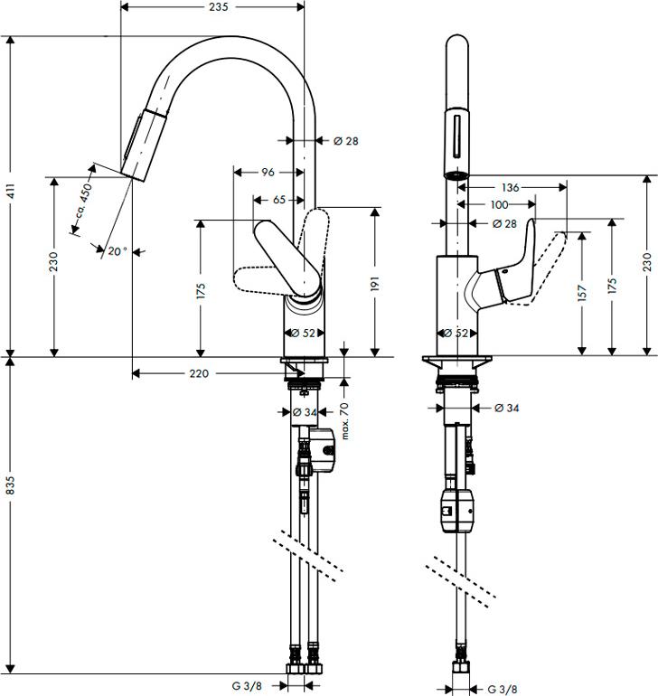 Смеситель для кухонной мойки Hansgrohe Focus 31815800, сталь