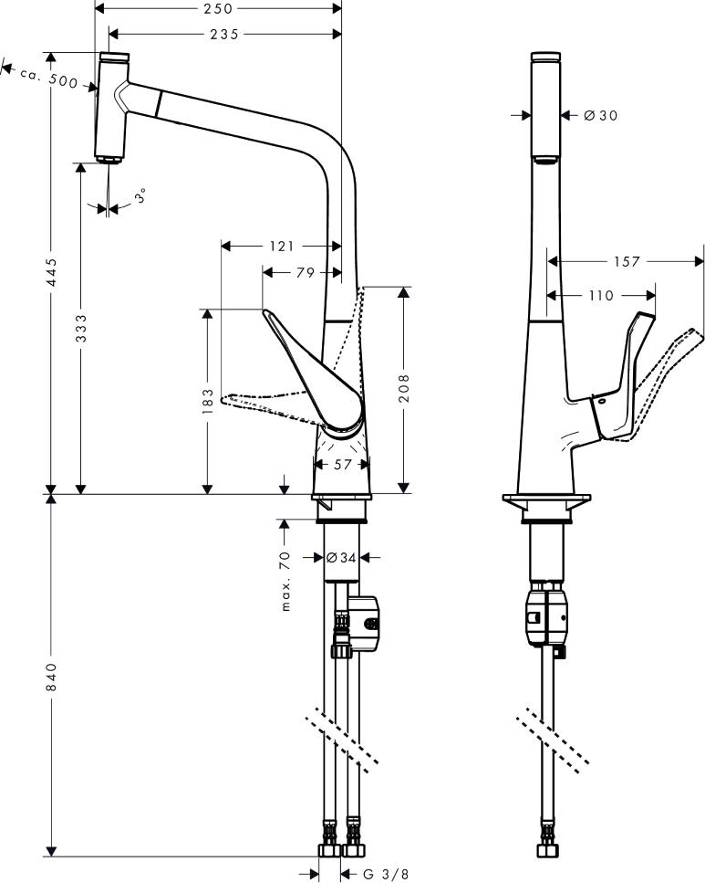 Смеситель для кухонной мойки Hansgrohe Metris Select 14884000, хром