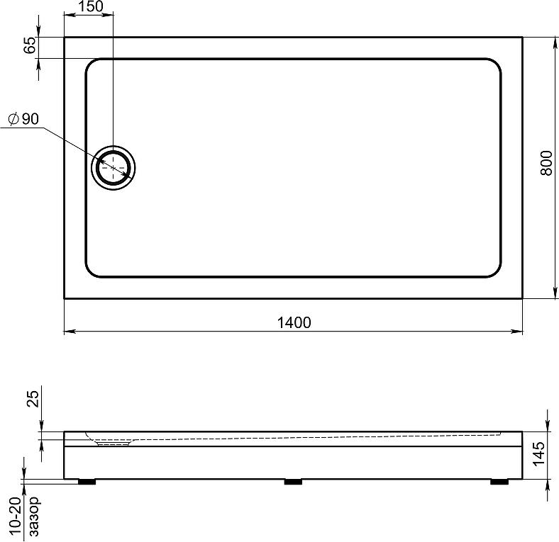 Душевой поддон Bas Олимпик 140x80 ПН00060, белый