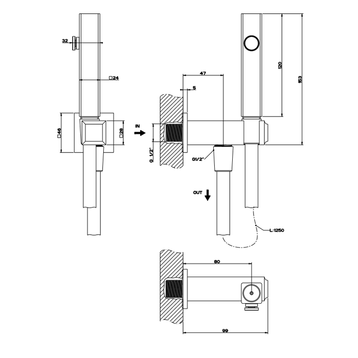 Гигиенический душ Gessi Eleganza 46283#031, хром