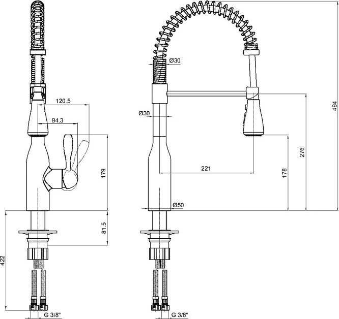 Смеситель для кухни E.C.A Kitchen Mixers 406218019EX, хром