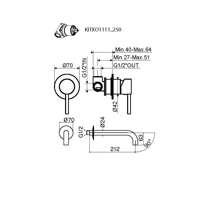 Смеситель для раковины Plumberia Selection Ixo KITXO1135BO250 белый