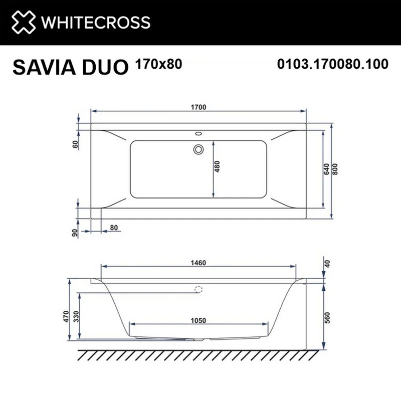 Акриловая ванна Whitecross Savia Duo 0103.170080.100.SOFT.CR белый