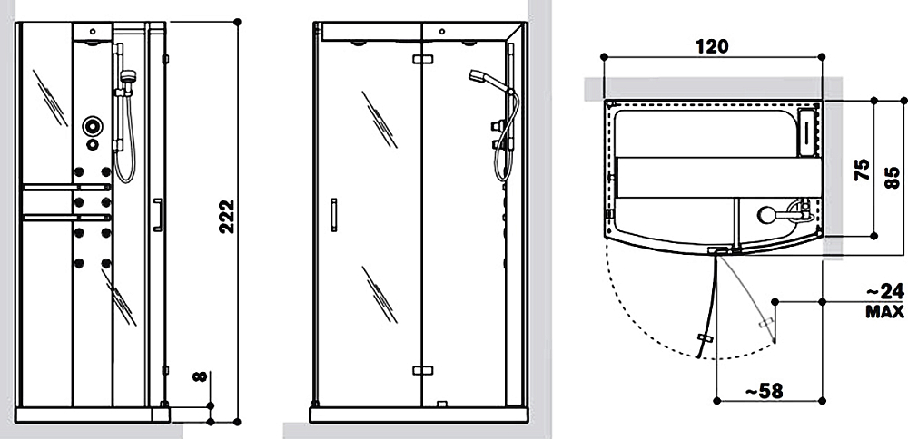 Душевая кабина Jacuzzi Mynima 120TT SX