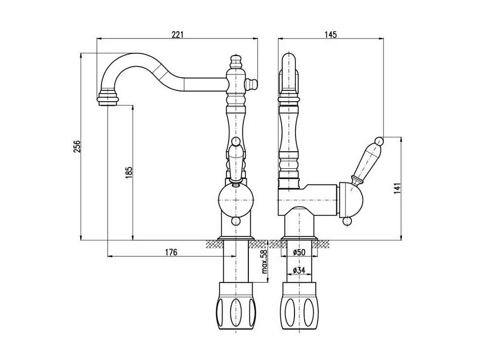 Смеситель для раковины Rav-Slezak Labe L508.5/8CMAT черный