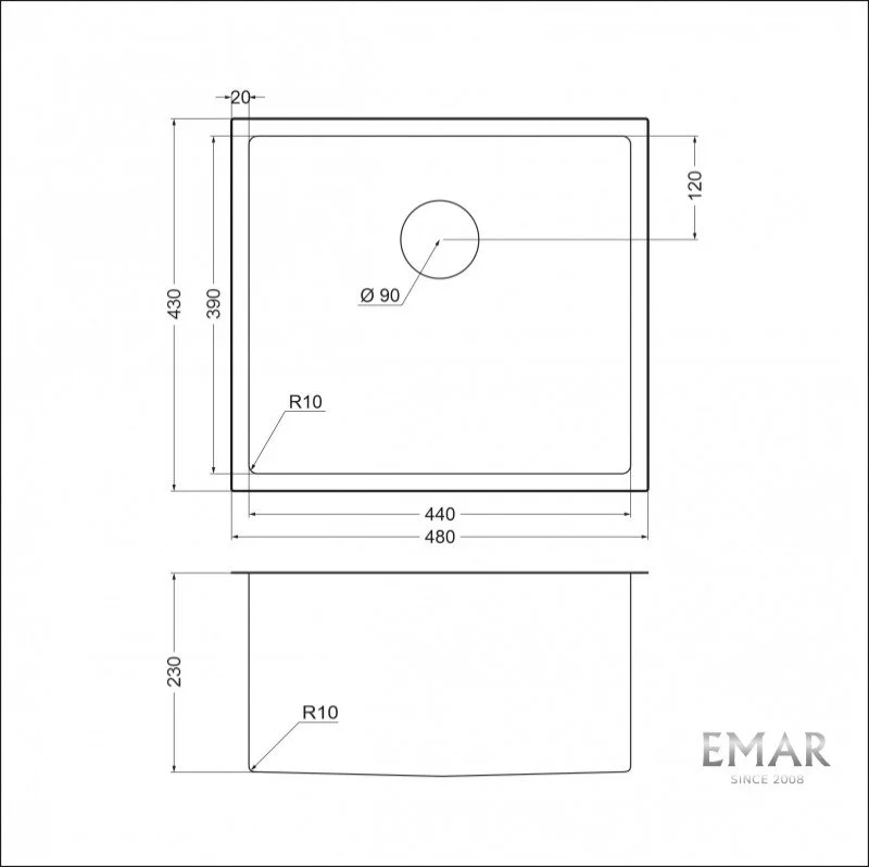 Кухонная мойка Emar Best EMB-114 PVD Nano Dark черный