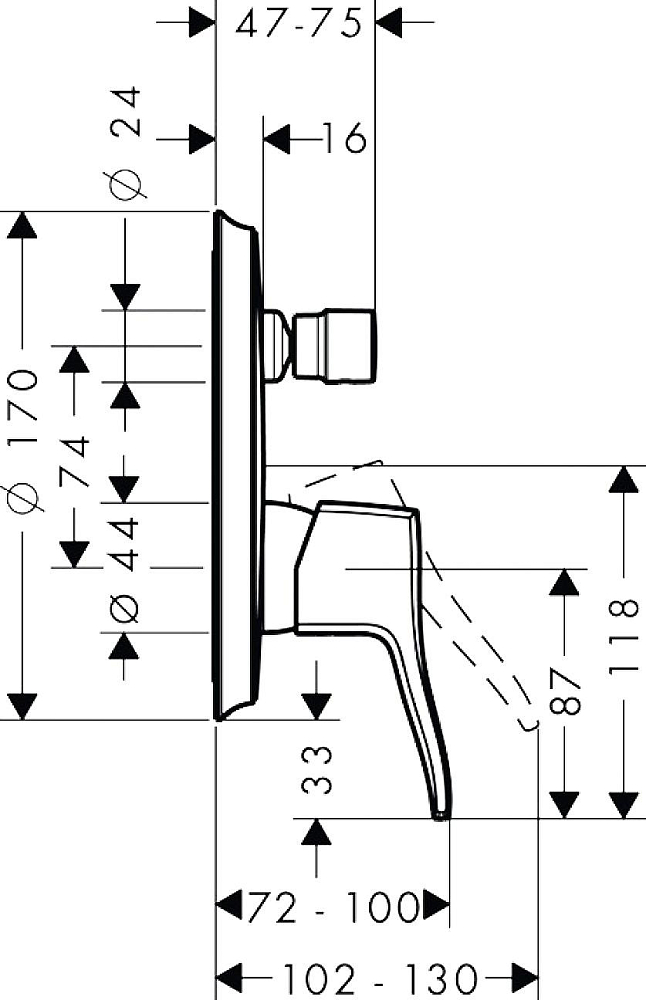 Смеситель для ванны с душем Hansgrohe Metris Classic 31485000, хром