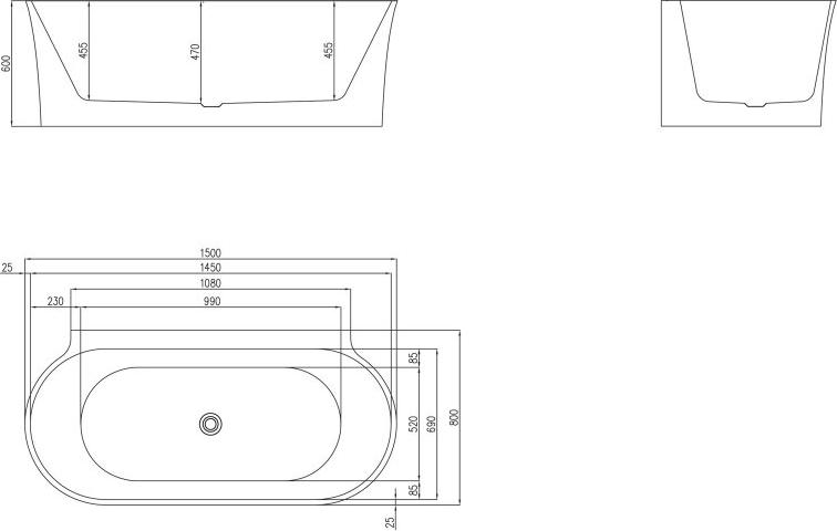 Акриловая ванна BelBagno 150х80 BB409-1500-800