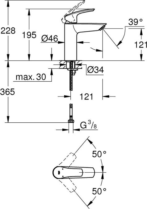 Смеситель для раковины Grohe Eurosmart 23324003, хром