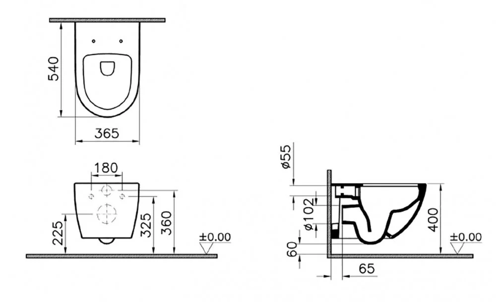 Инсталляция TECE TECEprofil 9300093 с унитазом Vitra Sento 7748B083-0101, крышка микролифт, цвет черный матовый, комплект