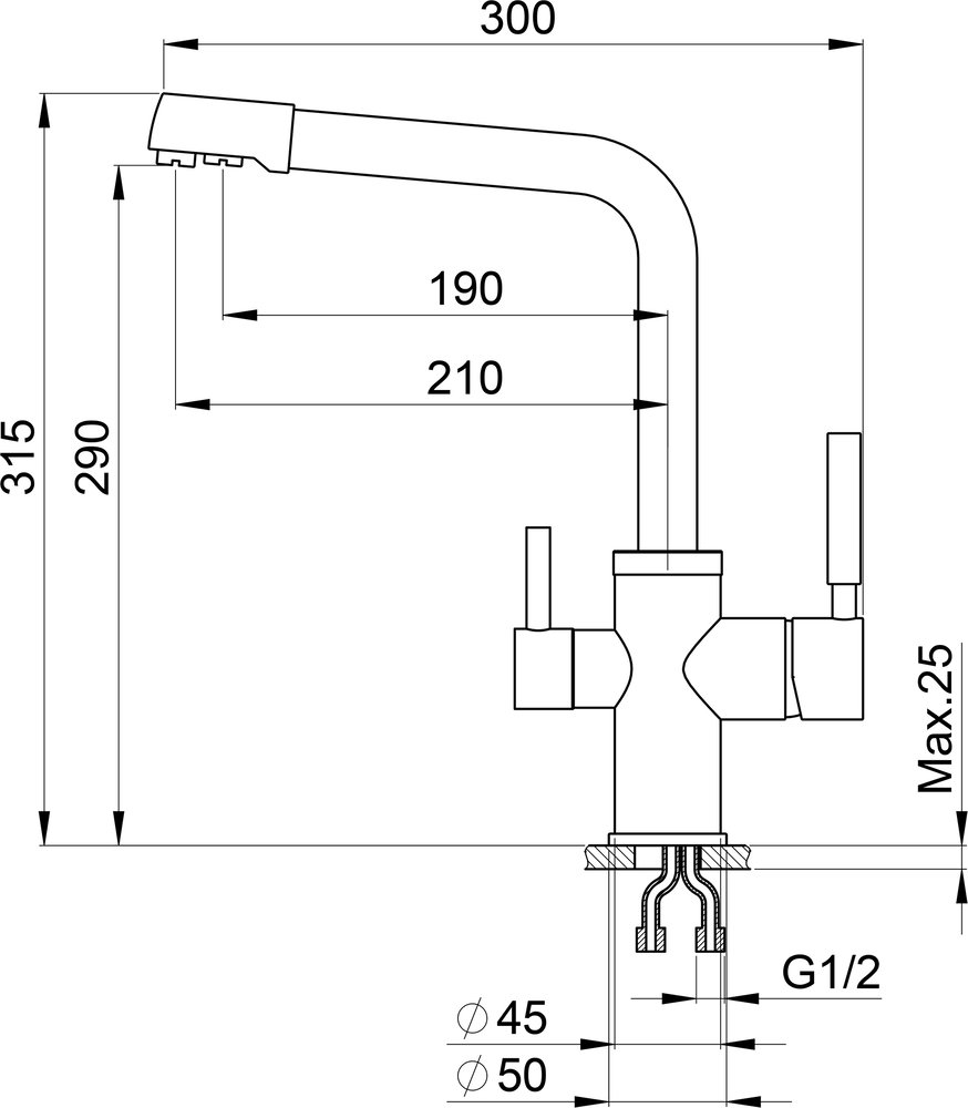 Комплект кухонная мойка Granula Kitchen Space KS-7302 алюминиум + смеситель Granula GR-3015 алюминиум