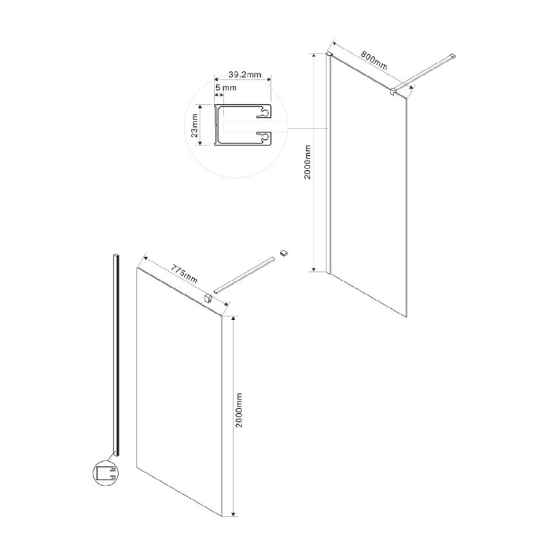 Душевая перегородка Vincea Walk-In VSW-1H800MR 80 см, хром, стекло зеркальное