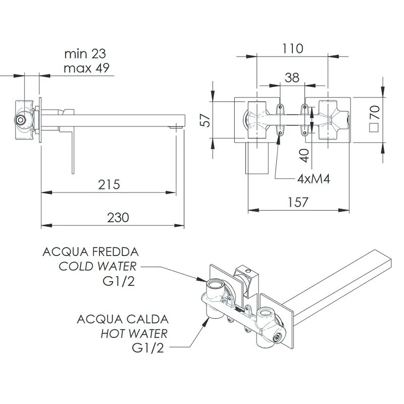 Смеситель для раковины Remer Qubika Design QD15PL хром