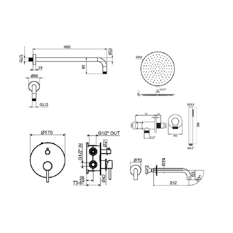 Душевая система Plumberia Selection Ixo KITXO19BO260 белый