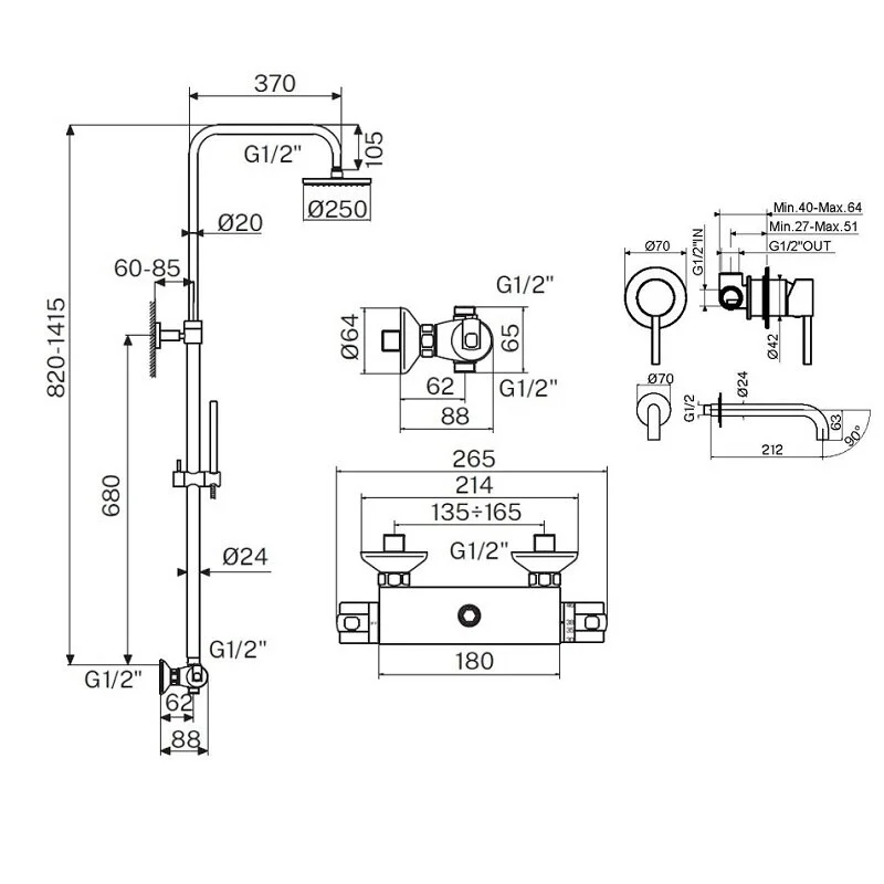 Душевая система Plumberia Selection Ixo KITXO6302NO210 черный