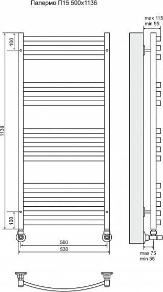 Полотенцесушитель водяной Terminus Палермо П15 500x1136
