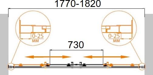 Душевая дверь в нишу Cezares Molveno-BF-2-180-C-Cr-IV