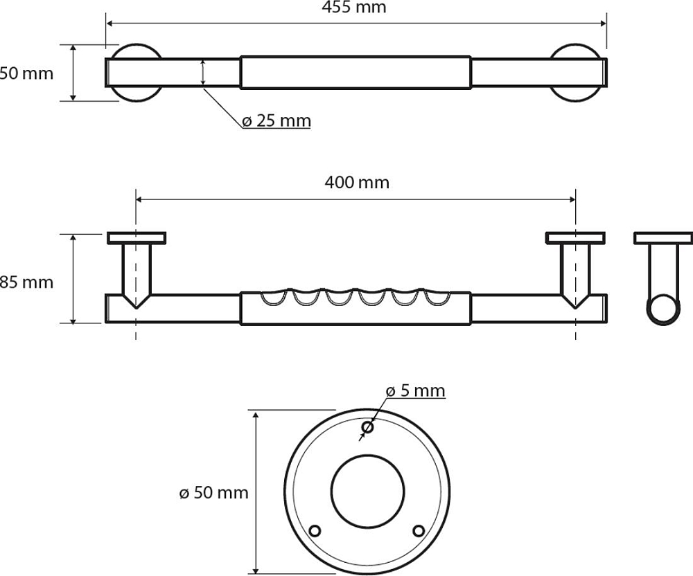 Поручень Bemeta Omega 104507675 хром,чёрный