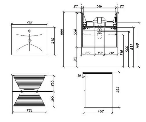 Тумба под раковину Caprigo Modo Terza 35611-SF024 зеленый