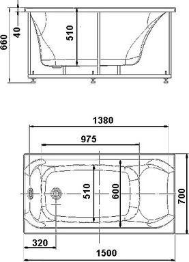 Акриловая ванна Aquatek Альфа 150x70 см ALF150-0000043, белый