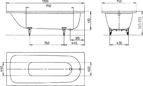 Стальная ванна Kaldewei Advantage 170x75 mod. 373-1 112600010001