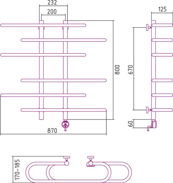 Полотенцесушитель электрический Сунержа Фурор-ёлочка 80x90 R