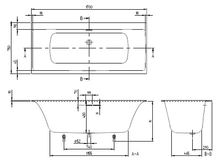 Квариловая ванна Villeroy & Boch Subway 3.0 180х80 UBQ180SBW2DV-01 белый