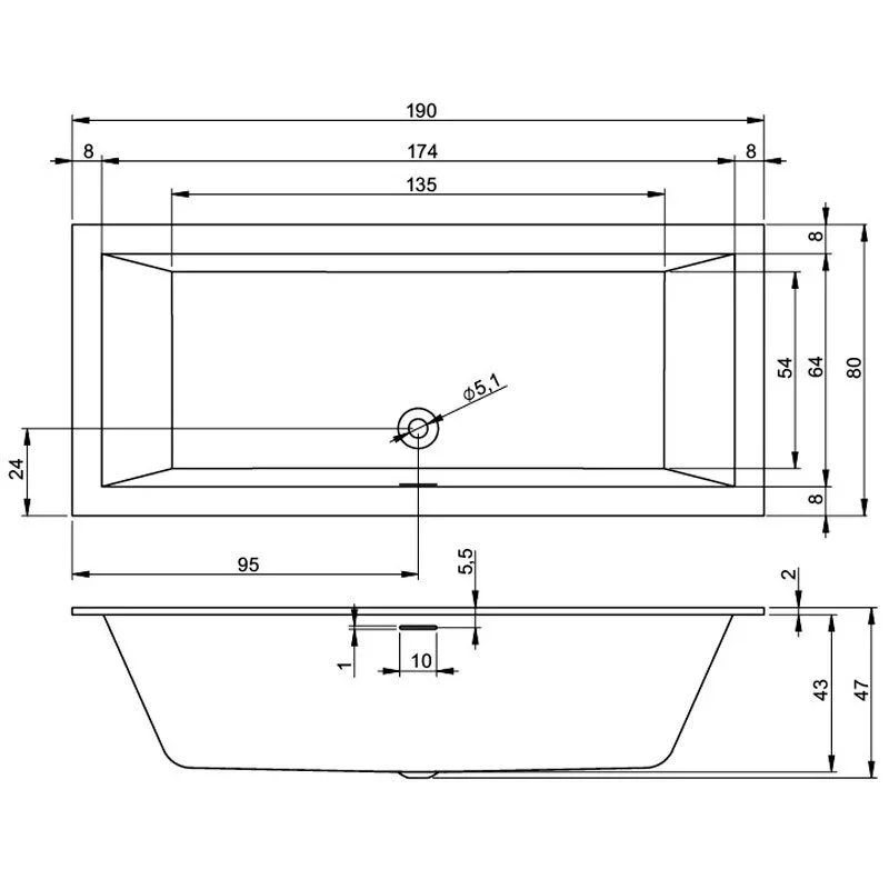 Акриловая ванна Riho Rething Cubic B108012005 белый