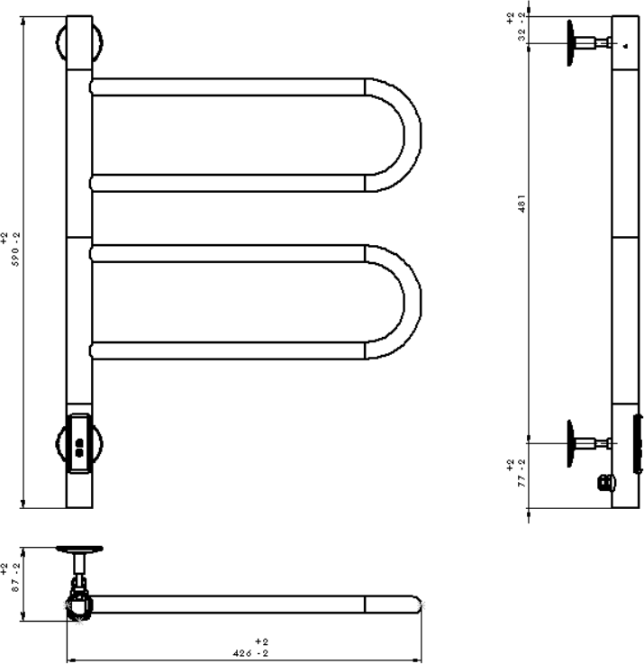 Полотенцесушитель электрический Vincea 44x60 VTD-1R1CE, хром