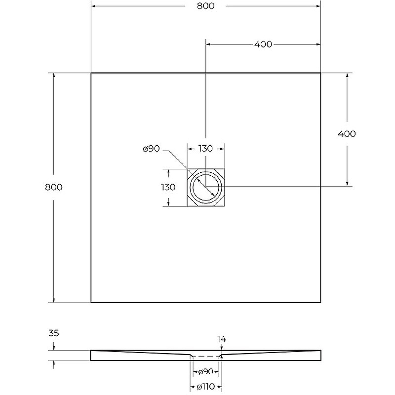 Душевой поддон из искусственного камня BelBagno Uno TRAY-MR-UNO-A-80-35-W-CR 80x80, белый