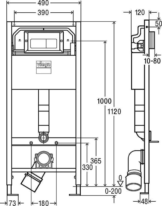 Инсталляция Viega с безободковым унитазом Villeroy&Boch O.novo 5660HR01, сиденье микролифт, комплект