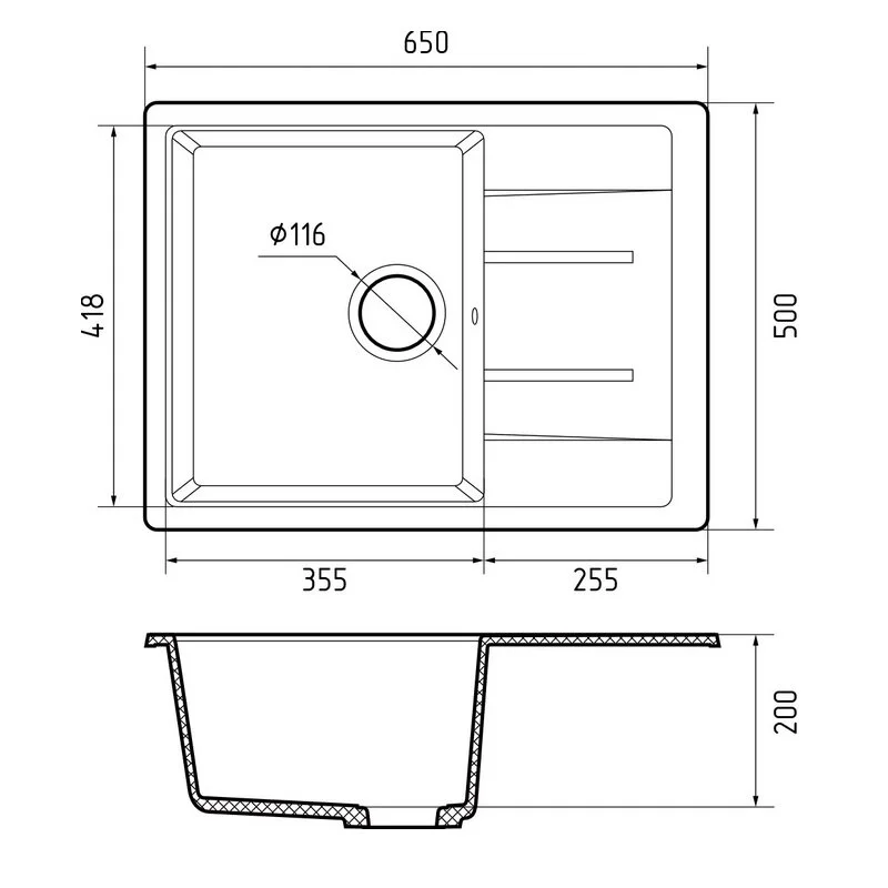 Кухонная мойка GranFest Quadro Q-650L кашемир бежевый