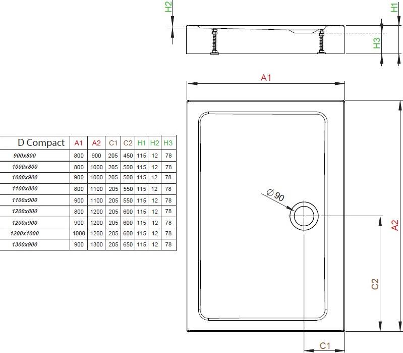 Душевой поддон Radaway Doros D Compact 90x80 см SDRD9080-05, белый