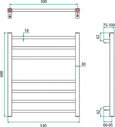 Полотенцесушитель электрический Grota Eco Classic 53x60