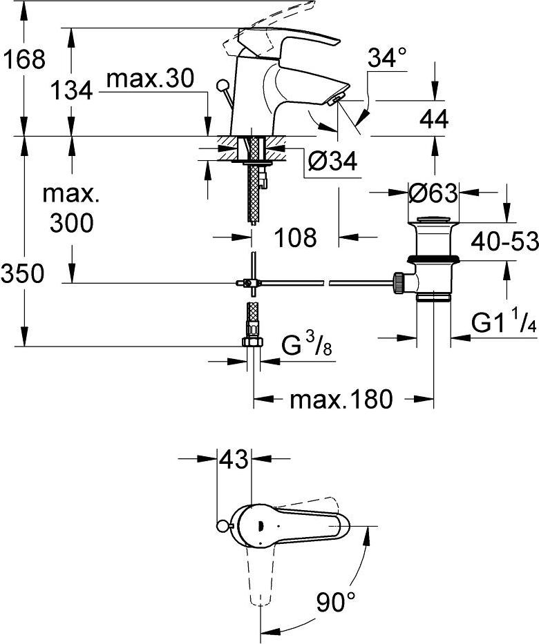 Смеситель для раковины Grohe Eurostyle 2337510E