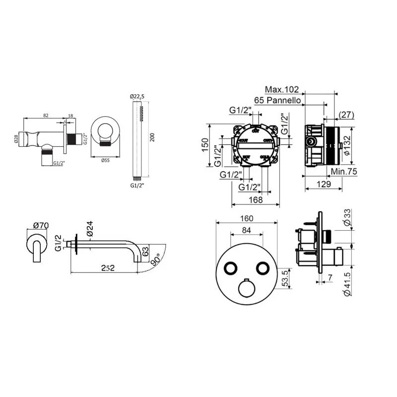 Смеситель для ванны с душем Plumberia Selection Psbox KITPSB02CR260 хром