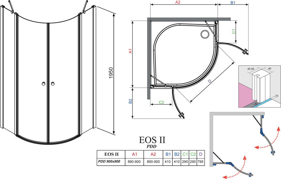 Дверь для душевого уголка Radaway EOS II PDD 90 R