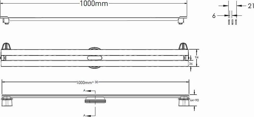 Душевой лоток Berges Wasserhaus Super Slim 092155 100 Золотой глянец