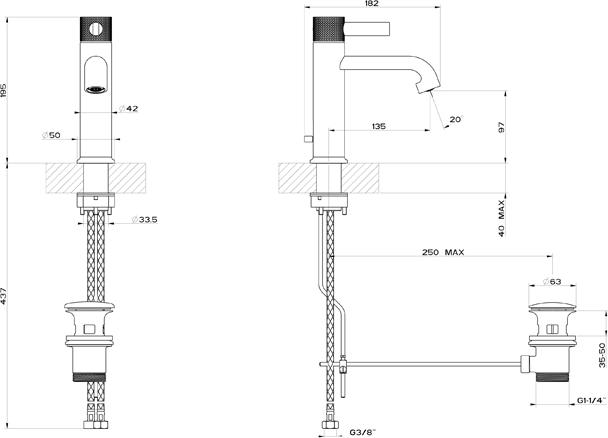 Смеситель для раковины Gessi Inciso 58001#246, золото