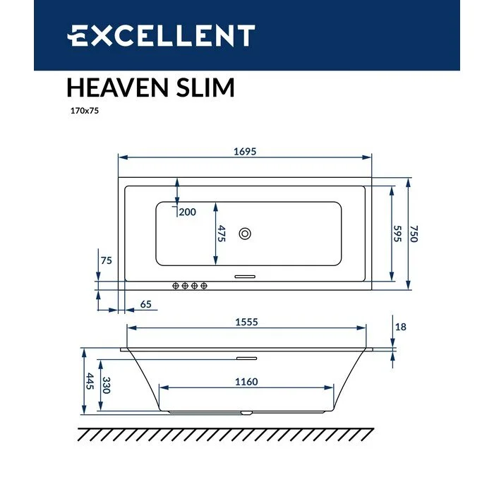 Акриловая ванна Excellent Heaven WAEX.HEV17WHS белый