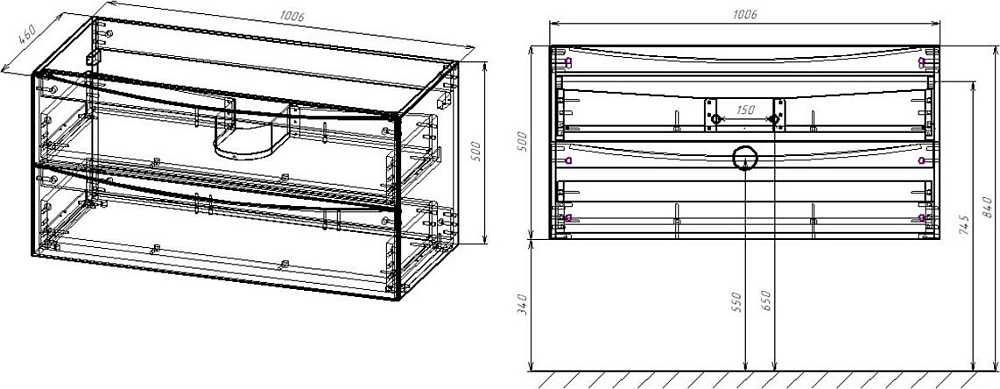 Тумба под раковину Vincea Mia VMC-2MC100RW